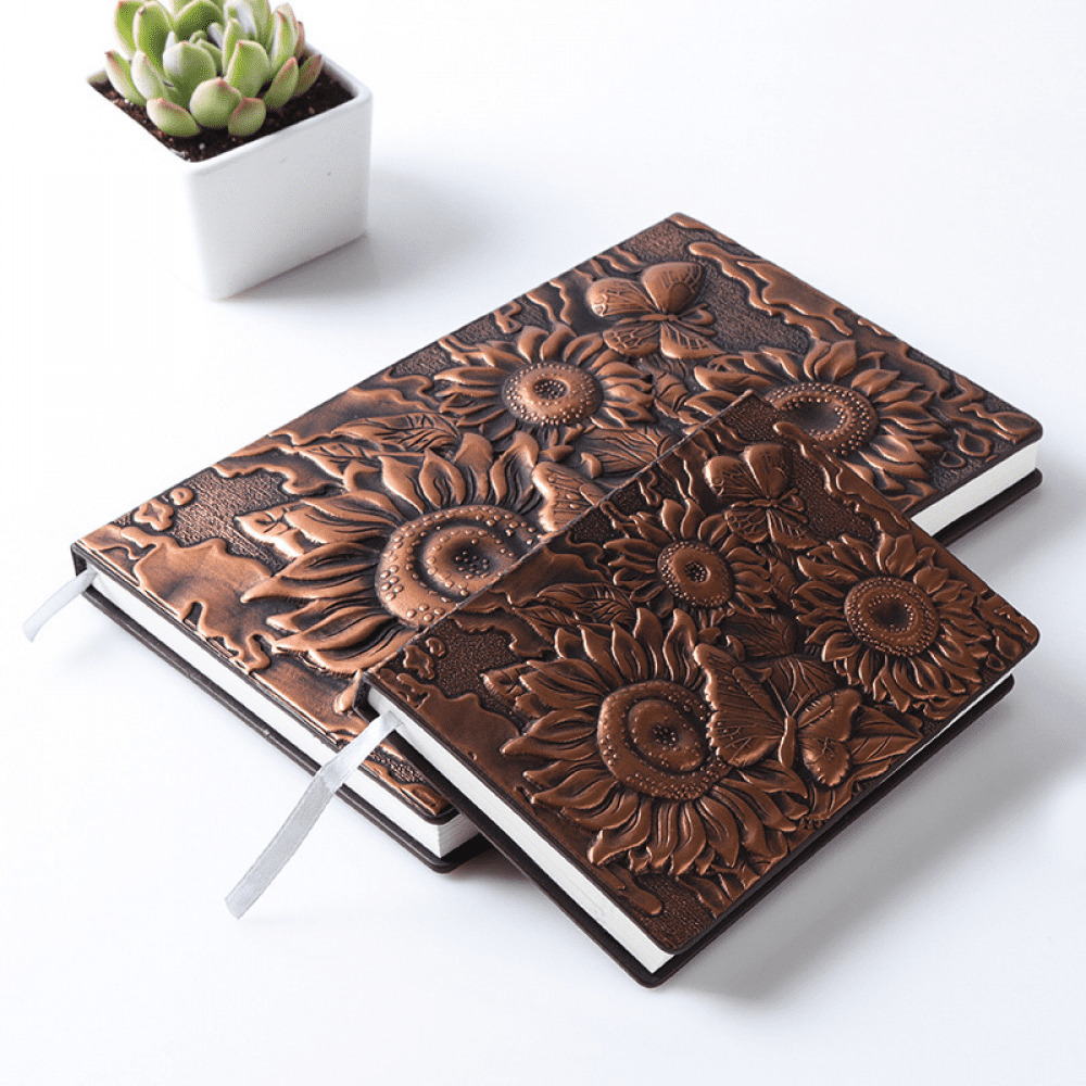 Aveki Sunflower Journal,Leather Writing Journal Notebook ,A5 Lined Journal,100Pages,Personal Diary-Antique Handmade Notepad Sketchbook,Travel Diary& Notebooks to Write in,Gift for Women&Gril ST-001