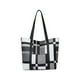 thumbnail image 2 of Bolso Tote de Gran Capacidad para Mujer – Bolso de Mano y Hombro de PVC con Diseño de Lattice, Tote Versátil para Trabajo y Uso Diario, 38x26x12cm, Azul Naranja Gris., 2 of 6