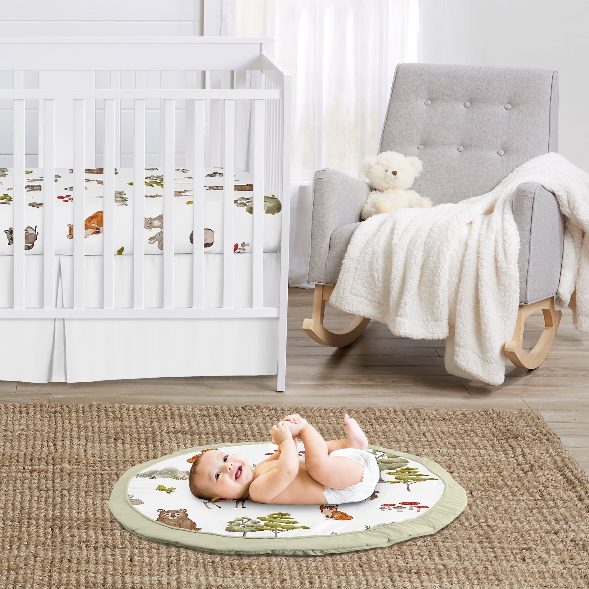 Sweet Jojo Designs Watercolor Woodland Forest Animals Multicolor Baby Play Mat