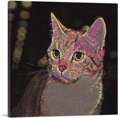 ARTCANVAS Munchkin Cat Breed Bright Dots Canvas Art Print - Size: 18" x 18" (0.75" Deep)