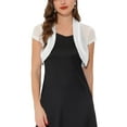 thumbnail image 1 of INSPIRE CHIC Boléro Court en Satin pour Femme à Manches Cap, Cardigan Court en Maille de Bureau m Blanc, 1 of 7