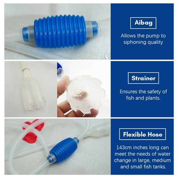 MIXFEER 5 in 1 Aquarium Fish Tank Cleaning Tools Kit Aquarium Gravel Cleaner Siphon Fish Tank Cleaner Water Changer with Dropper Waste Cleaner Algae Scraper Double Sided Sponge Brush Fishing Net