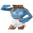 thumbnail image 4 of Haut Court pour Femmes Crochet Creux Tricot Transparent T-Shirts, 4 of 7