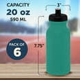 thumbnail image 5 of Water Bottle with Push Cap 20 oz. Set of 6, Bulk Pack - Reusable, Leak Proof, Perfect for Gym, Hiking, Camping, Outdoor Sports - Teal, 5 of 5