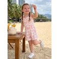 thumbnail image 6 of BemeyourBBs Toddler Baby Girls Summer Clothes One Piece Romper Jumpsuit Casual Bow Print Waist-cinching Crew Neck Sleeveless Short Overalls, 6 of 9