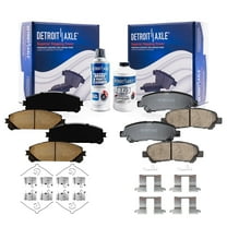 Detroit Axle - Brake Pads for 2008-2013 Toyota Highlander 2009 2010 2011 2012 Ceramic Brake Pads w/Hardware Front and Rear Replacement