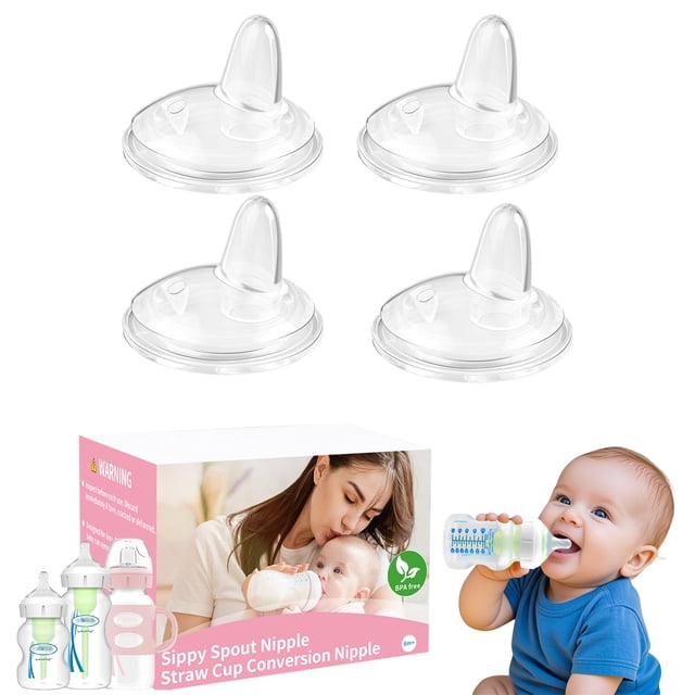 Tetina para vaso entrenador Guxetans compatible con biberones de cuello ancho Dr. Brown's, 4 piezas