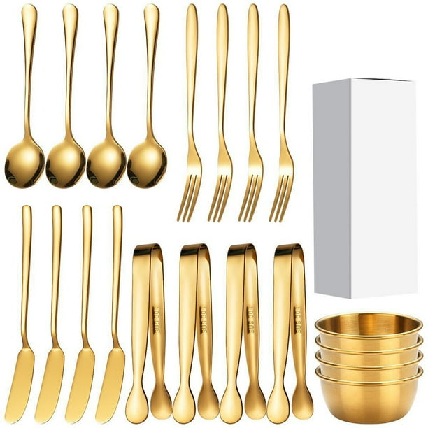 Juego de 20 cuchillos y espátulas para queso de acero inoxidable con cuchillo, pinzas para hielo, cuchara de café y pinzas. Utensilios para queso de acero inoxidable.