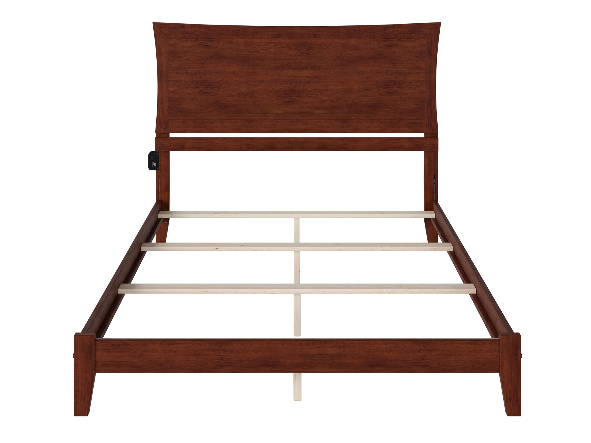 AFI Metro Queen Wood Foundation Bed Frame with Panel Headboard, Walnut