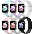 thumbnail image 1 of Paquete de 6 correas deportivas compatibles con Apple Watch Band 38 mm, 40 mm, 41 mm, 42 mm, 44 mm, 45 mm, 49 mm, correa de silicona suave impermeable compatible con iWatch Apple Watch Series 9 Ultra, 1 of 4