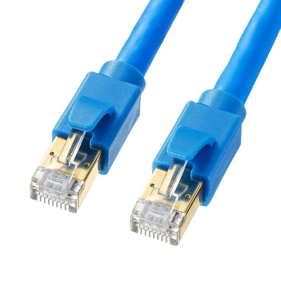 Sanwa Supply Câble LAN Catégorie 8 Prévention des Clouures 2m Bleu KB-T8-02BL