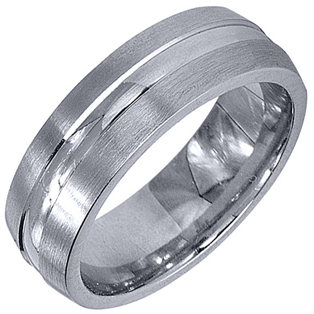 TheJewelryMaster 14K White Gold Mens Wedding Band 6mm