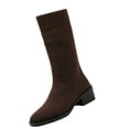thumbnail image 2 of Women's Chunky Heel Mid Calf Boots, Plus Size Knit Pointed Toe Chunky Heel Casual Boots with Breathable Lining, Trendy Footwear for Daily Party Wear, 2 of 5