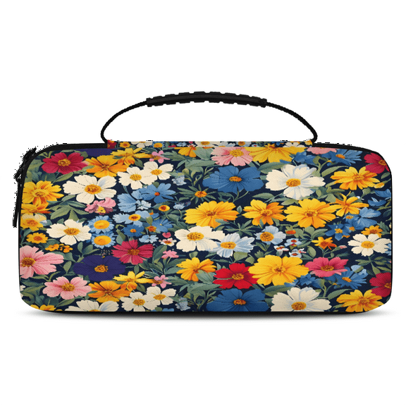 Herdesigns Flower Colorful Carrying Case for Nintendo Switch OLED Model 2021 & Switch 2017 with 20 Game Card Slots, Portable Travel Carry Case for Accessories and Console
