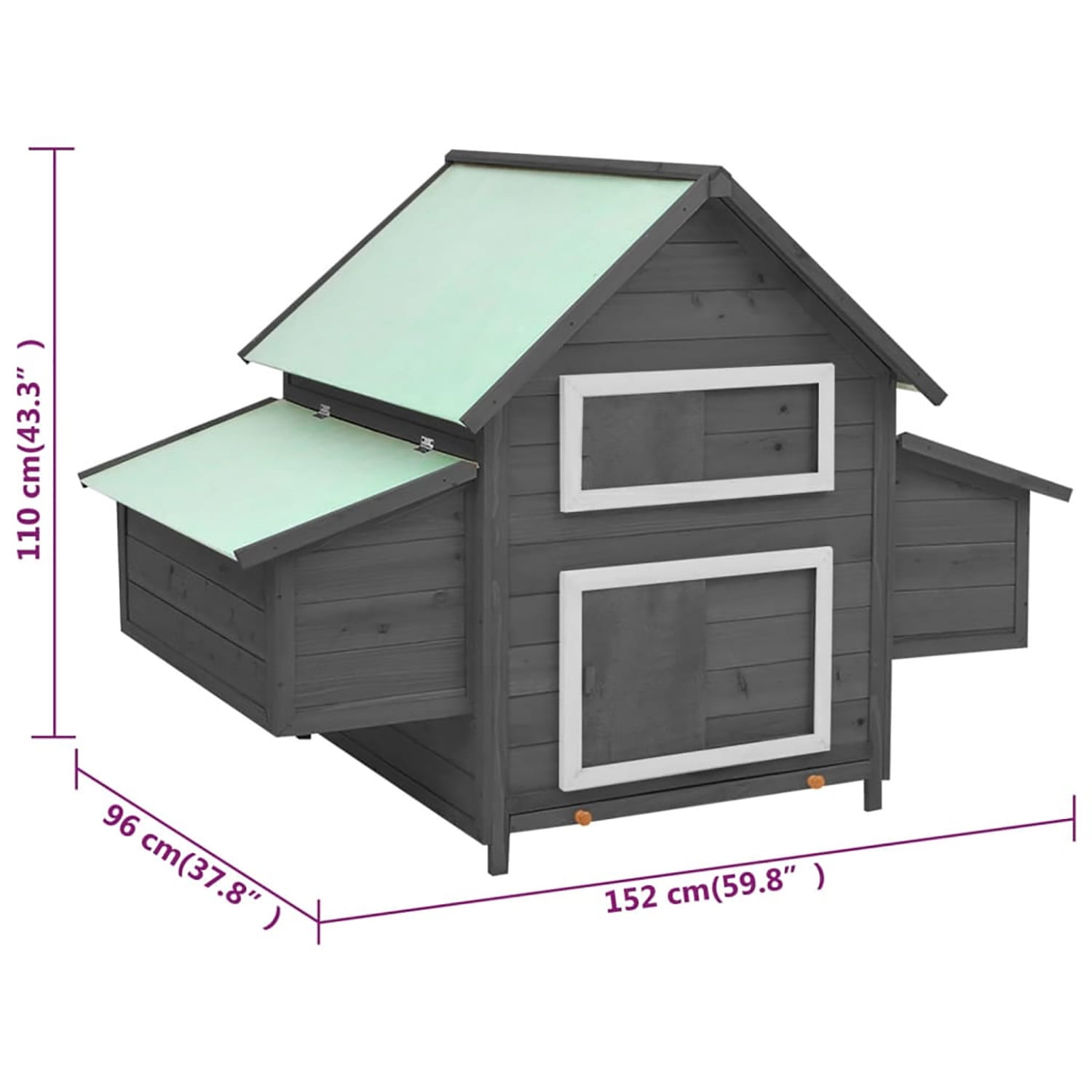 Pefilos 59.8" Chicken Coop Outdoor with Nest Boxes, Solid Firwood Rabbit Cages for Indoor, Large Hen House for Water-Resistant Roofs, Gray Pefilos 59.8" Chicken Coop Outdoor with Nest Boxes, Solid Firwood Rabbit Cages for Indoor, Large Hen House for Water-Resistant Roofs, Gray