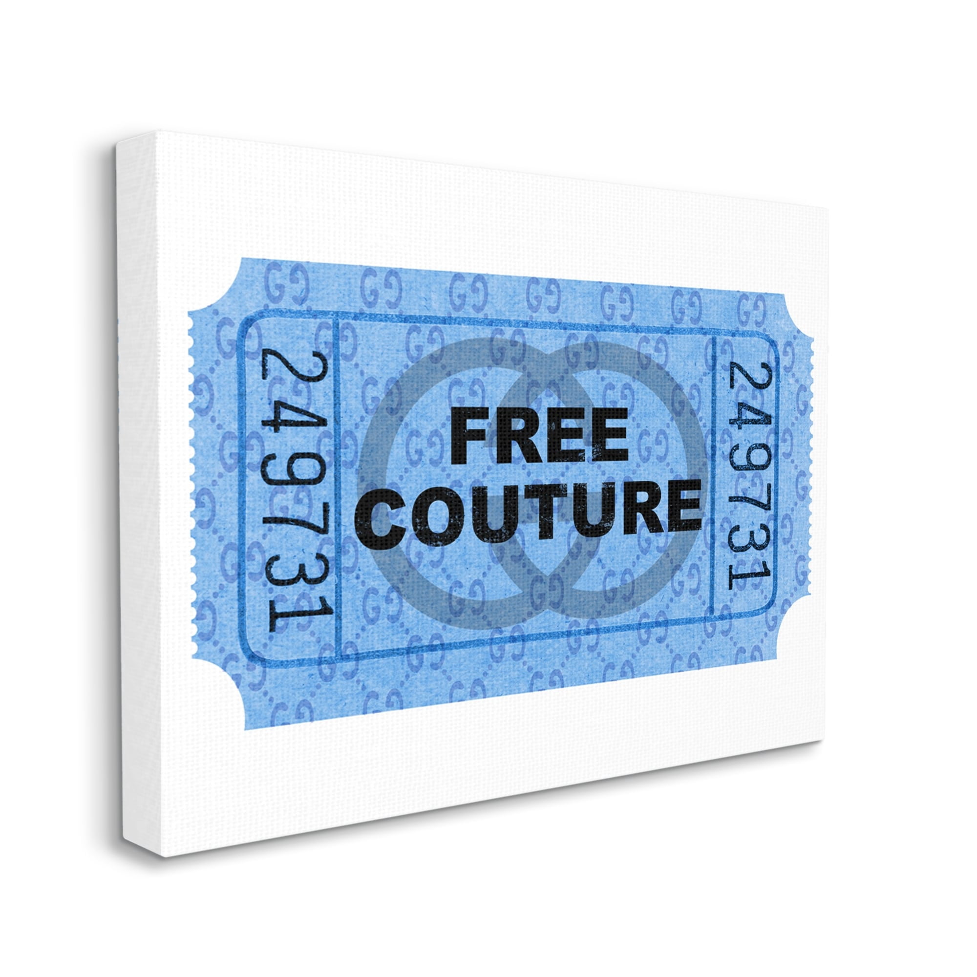 Stupell Industries Free Couture Blue Ticket Stub Beauty & Fashion Painting Gallery Wrapped Canvas Print Wall Art