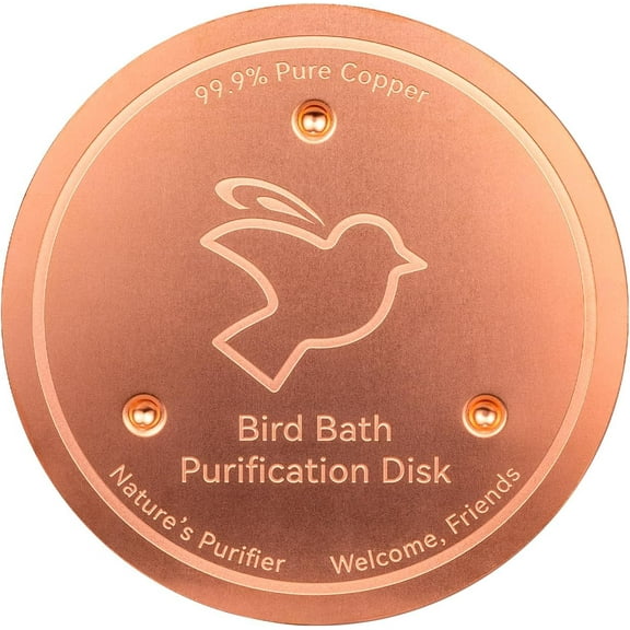 99.99% Pure Copper Purification Disk for Bird Bath Clean, Birdbath Cleaner 0.6mm Self-Cleaning Design Keeps Water Fresh Year-Round, Fit for Outdoor Birdbaths & Bowls Bird Bath Fountains etc.