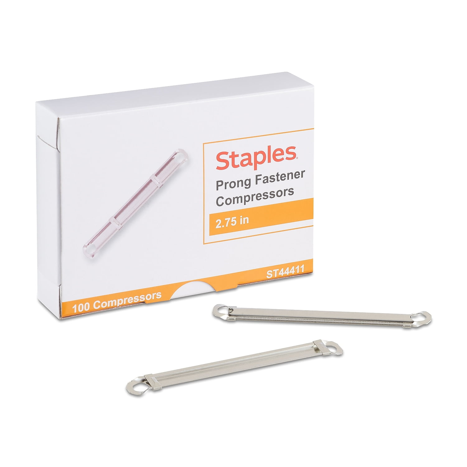 Staples 2.75'W Prong Fastener Compressors Silver 100/Pack (44411) 1798902