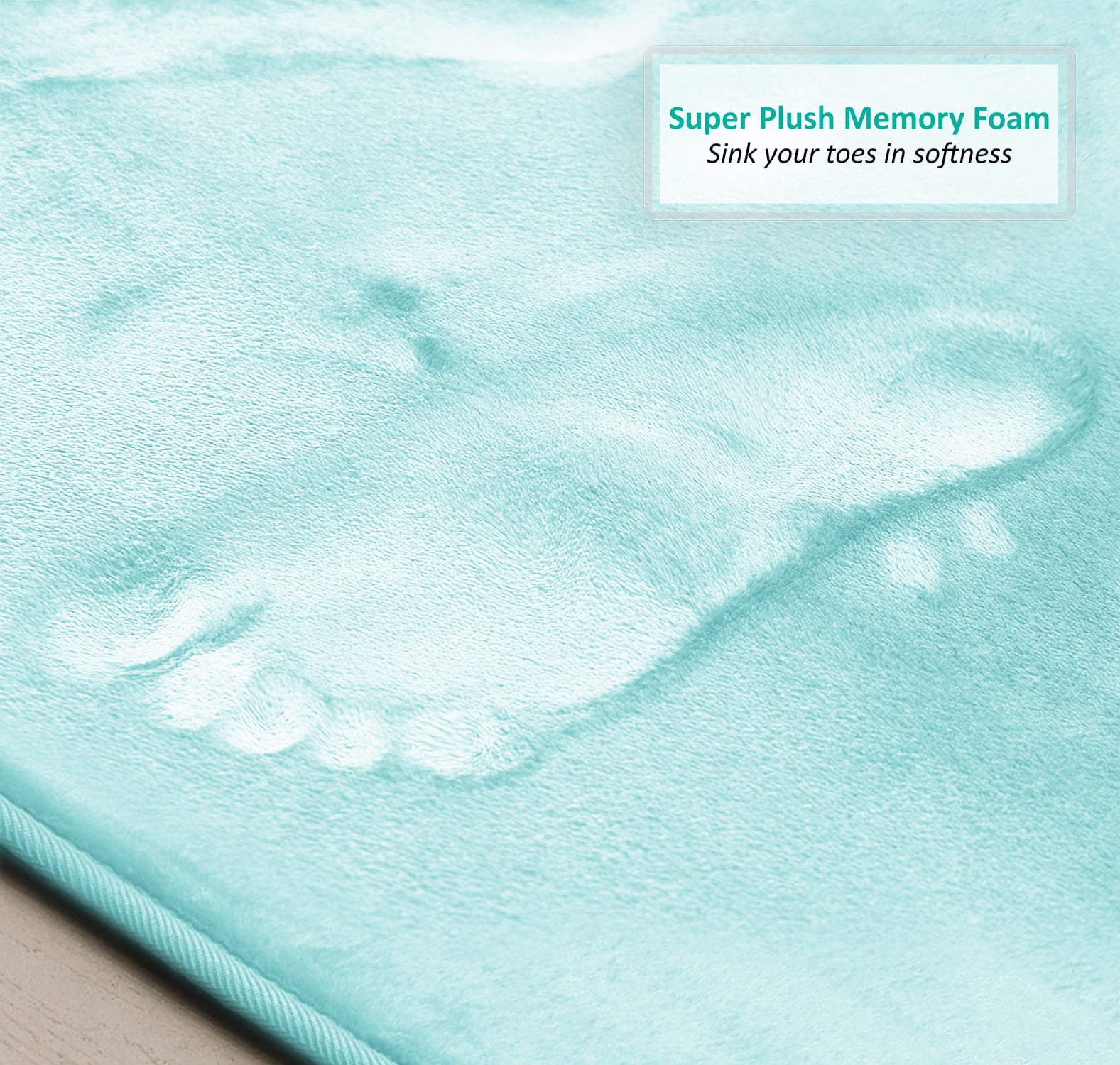 Clara Clark Solid Print Aqua Memory Foam Bath Rug Set, 20" x 32", Machine Washable (2 Count)