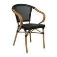 thumbnail image 2 of Merrick Lane Stacking Thonet French Bistro Style Chair with Arms, Black Textilene Seat, and Bamboo Finished Metal Frame for Indoor/Outdoor Use, 2 of 15