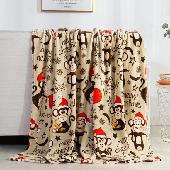 Manta Elegant Comfort, 127 x 152 cm, terciopelo, suave estampado navideño