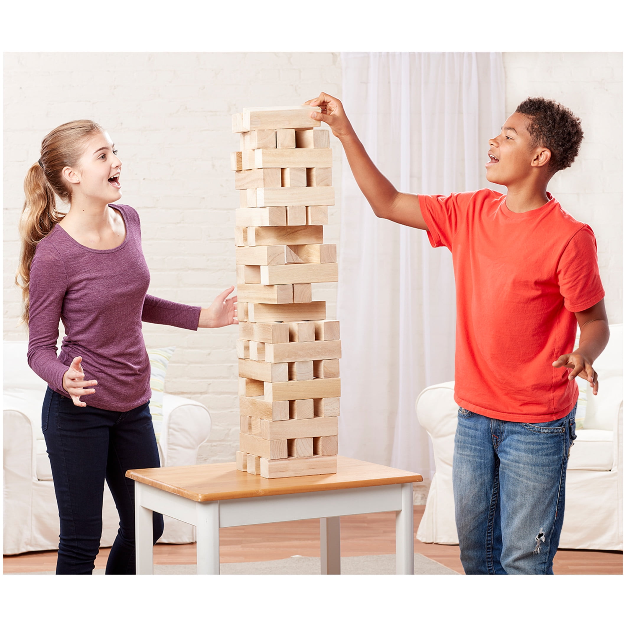 Spin Master Games, Giant Jumbling Tower Party Game with Wood Blocks, Ages 6 and up