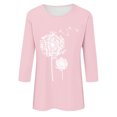 thumbnail image 4 of Plebaso Chemises à Manches 3/4 pour Femmes, Col Rond Décontracté, Hauts Imprimés, Coupe Ample, Blouses Printemps Été 2025 pour Femmes, 4 of 4