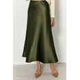thumbnail image 3 of Falda PRETTYGARDEN 2025 Midi de Satén Verde Talle Alto S, 3 of 7