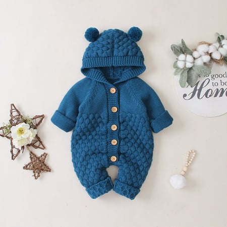 

Fidelma Boys Coat Newborn Infant Baby Girl Boy Winter Warm Coat Knit Outwear Hooded Jumpsuit Dark Blue-73