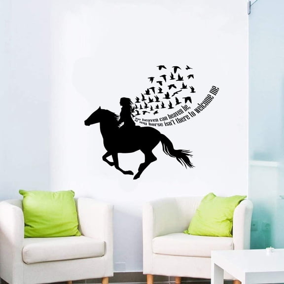 No Heaven Can Heaven Be Equestrian Quote Jumper Horse Jumping Horse Quotes Saying Wall Art Sticker Designs Vinyl Stickers For Home House Walls Rooms Window Bedroom Decoration Size (8x10 inch)