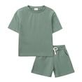 thumbnail image 2 of Hiijoy Toddler Boys Summer Outfits 2 Piece Tracksuit Solid Short Sleeve T Shirt with Shorts Set, Sizes 2-3T, 2 of 8