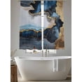 thumbnail image 6 of Navy Blue Semi Sheer Curtains 72 Inch Length 2 Panels Set, Abstract Color Block Vintage Modern Sheer Kitchen Curtain Privacy Voile Window Curtain for Living Room Bedroom Rod Pocket Drapes, 6 of 7