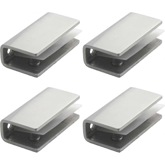 Stainless Steel Glass Clamp, 4 Pieces Glass Shelf Bracket, Glass Railing Clamp, 8-12MM Mirror Bracket, Wall Mirror Fixing, for Balustrade Stair Handr
