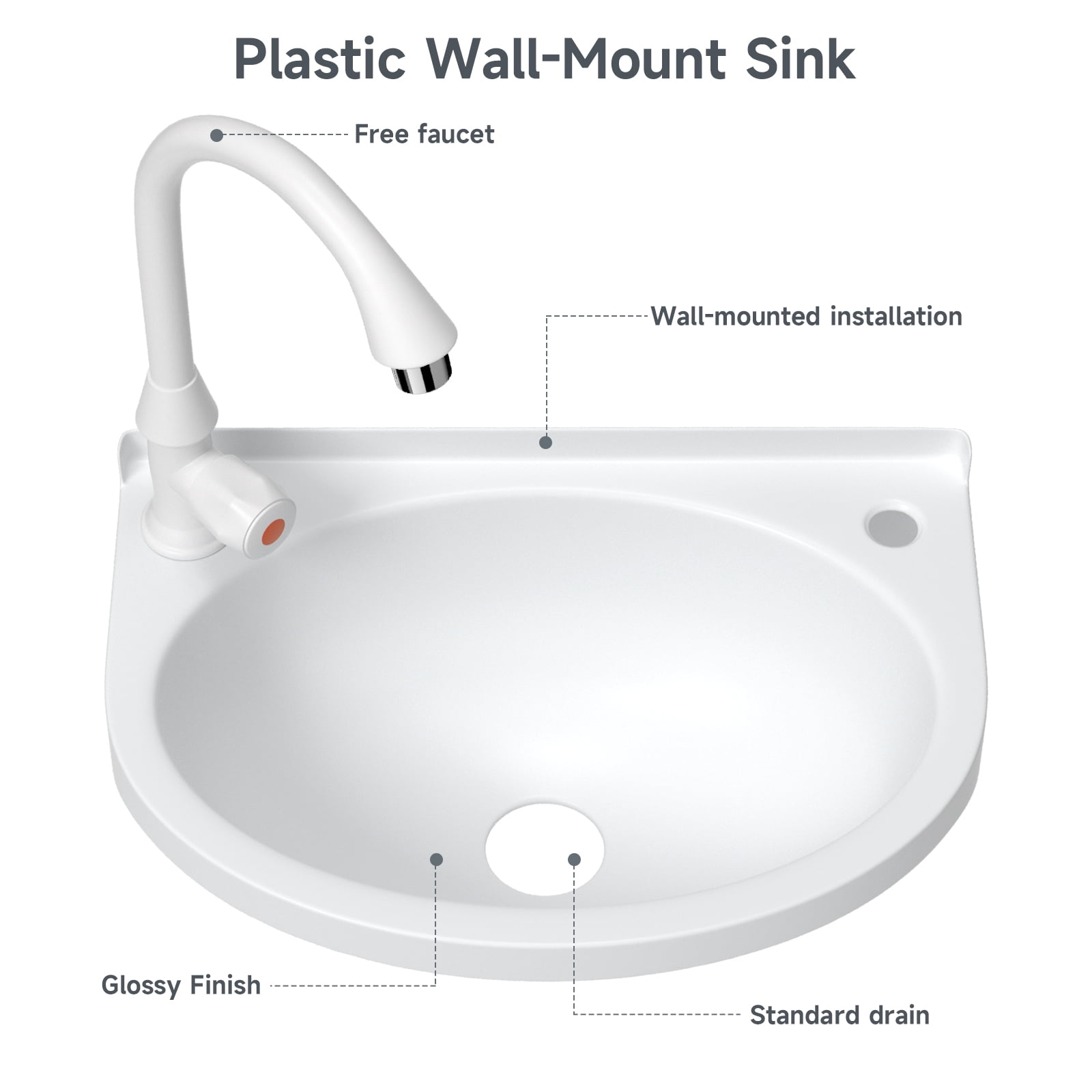 2-in-1 Outdoor Garden Water Fountain and Faucet No-Punch Bathroom Wash Basin