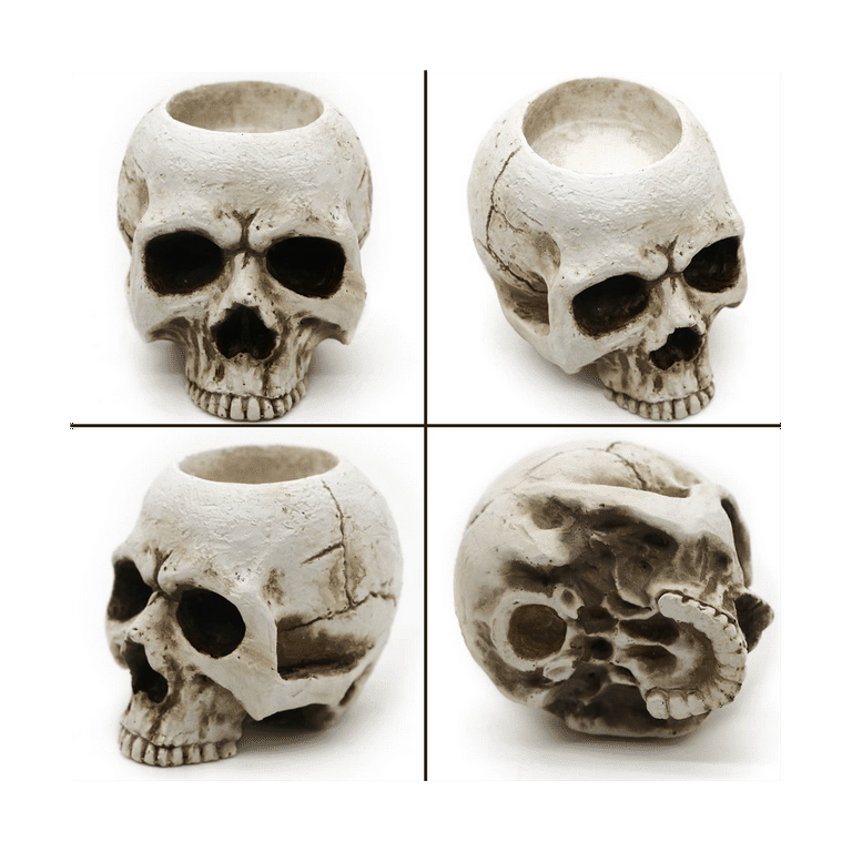 Skull Candle Holder - Gothic Shed Tears Human Skull Tealight Candle Holder  Novelty Skull Bone Candlestick Halloween Home Bar Party Tabletop Decor