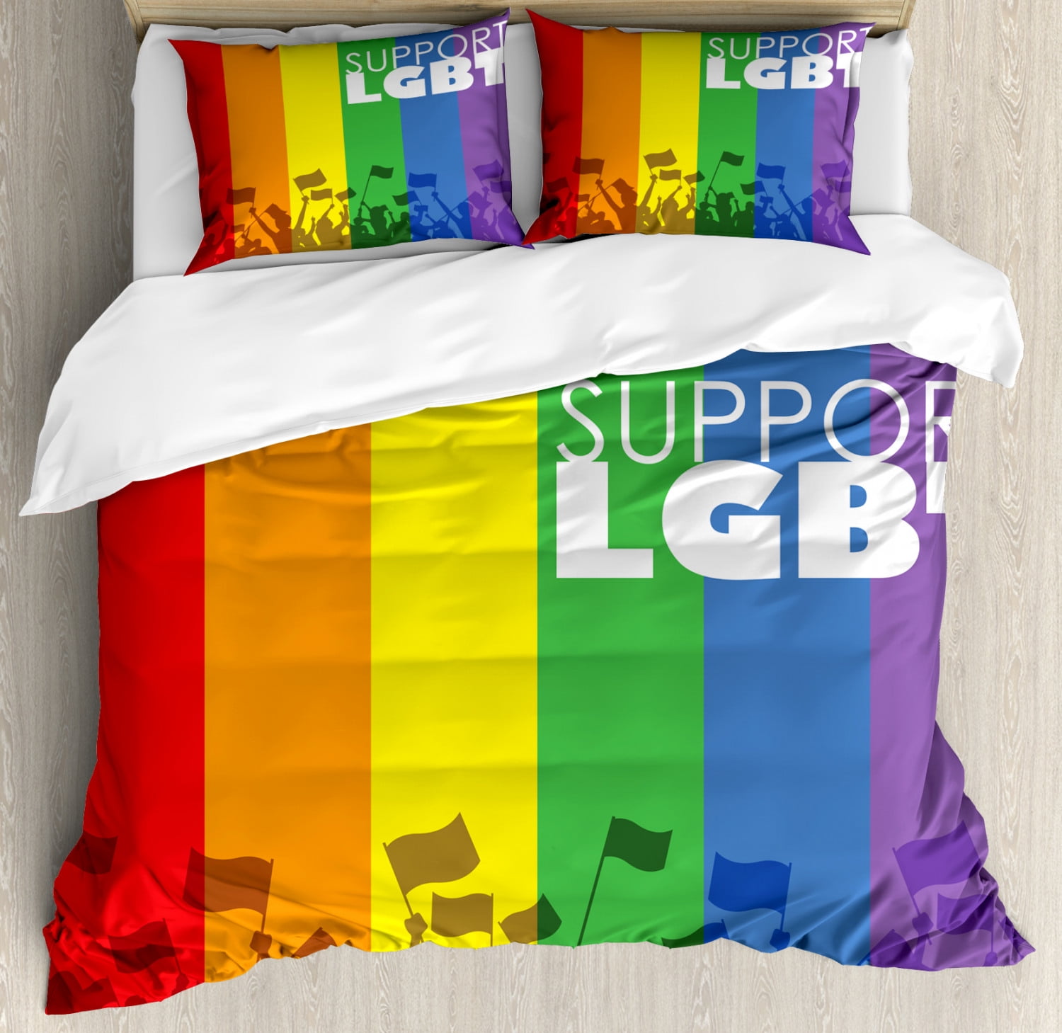 Pride Duvet Cover Set Support Lgbt Calligraphy With Celebration Theme