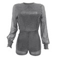 thumbnail image 5 of SRZYMJ Vintage Women's Jumpsuit Stylish Women's Casual Jumpsuit with Elegant Long Sleeves and Sparkling Sequins Design for a, 5 of 5