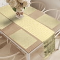 thumbnail image 2 of Ambesonne Geometric Table Runner & Placemats, Striped Square Chessboard, Placemat 4 pcs + Runner 12"x90", Pastel Yellow Off White, 2 of 2