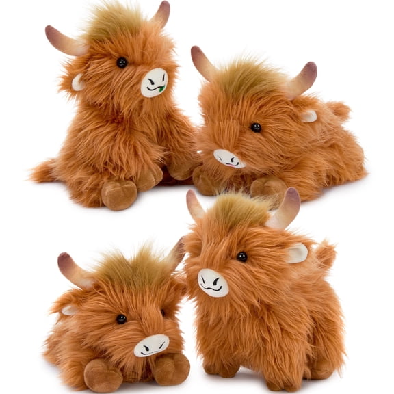 Tezituor 4Pcs Highland Cow Stuffed Animals Stuffed Animals Bulk Plush Toy
