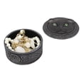thumbnail image 2 of Celtic Pentagram Knotwork Black Cat With Rolling Green Eyes Round Decorative Box, 2 of 7