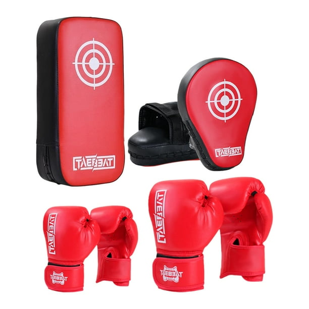 Almohadillas de boxeo, guantes, de boxeo, juego de paquete de patadas, entrenamiento de patadas, juego de entrenamiento de boxeo para padres Rojo