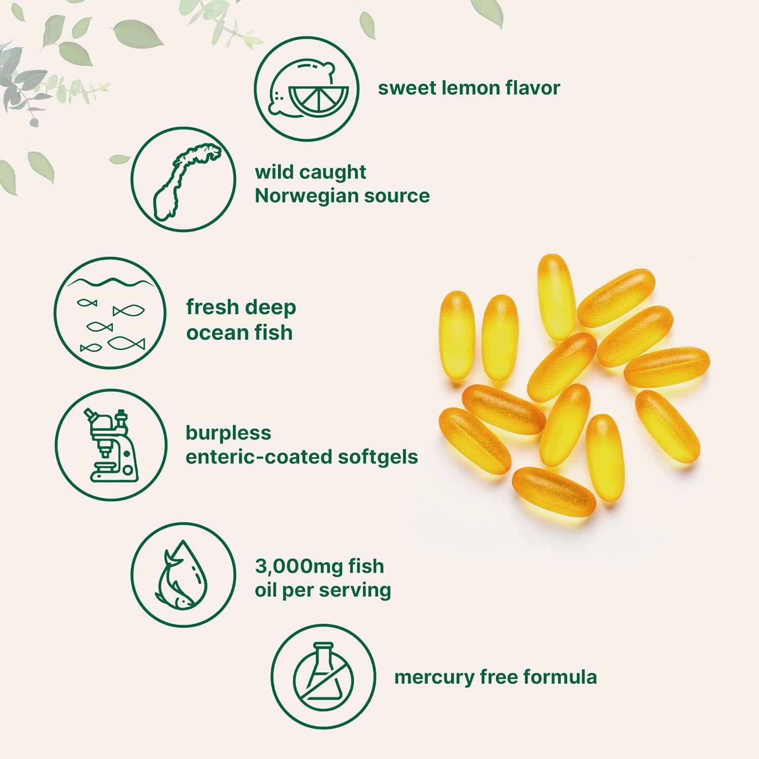 Micro Ingredients Omega 3 Fish Oil Supplements 3,000mg Per Serving, 240 Softgels | Lemon Flavored – Burpless | EPA 540mg + DHA 360mg | Deep Sea Fish