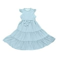 thumbnail image 2 of July 4Th Girls Dresses Size 12 Long Sleeve Girls' Dresses Ruffle Sleeves Summer Dress Ruffle Neck Chiffon Dress Plain Children's Dress A Line Party Dress Kids Festive Dress with Belt 5 13 Years, 2 of 4