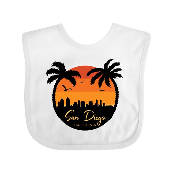 Inktastic San Diego Sunset Skyline Boys or Girls Baby Bib