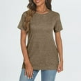 thumbnail image 5 of Tumotour Pullover Shirts For Women Crew Neck Short Sleeved Drop Shoulder T-Shirt Casual Solid Color Loose Fit Fashion T-Shirt, 5 of 8