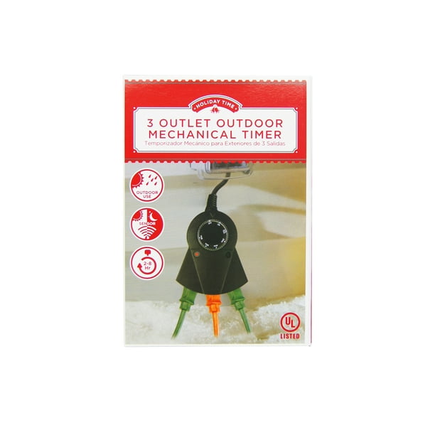 Holiday Time Christmas Lights 3Outlet Outdoor Mechanical Timer, Black
