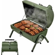 Adjustable Portable Charcoal Grill Multi-functional Metal Small BBQ Smoker for Outdoor Hiking Picnic(Green)