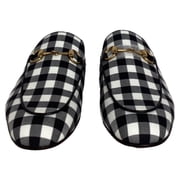 Gucci Princetown Horsebit Check Mules in Multicolor Cotton