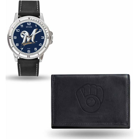 Milwaukee Brewers Black Watch and Wallet Gift Set