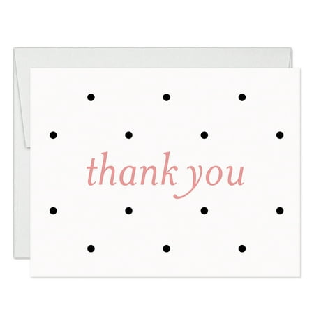 Polka Dot Pink Thank You Cards with Envelopes ( Pack of 25 ) Classic Thank You Notes Any Occasion Birthday Anniversary Baby Bridal Shower Gift Thank-yous Excellent Value Traditional Notecards